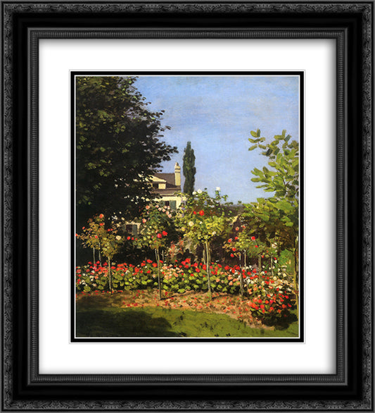 Garden in Bloom at Sainte-Addresse 20x22 Black Ornate Wood Framed Art Print Poster with Double Matting by Monet, Claude
