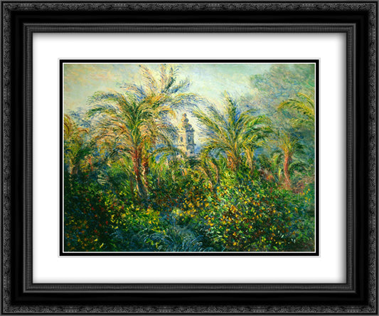 Garden in Bordighera, Impression of Morning 24x20 Black Ornate Wood Framed Art Print Poster with Double Matting by Monet, Claude