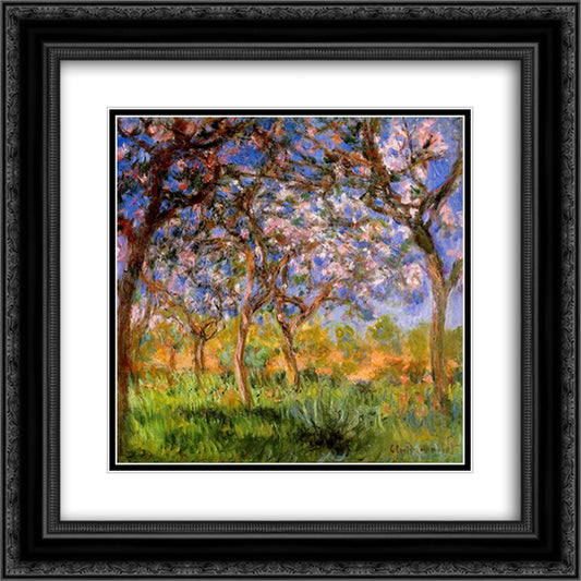 Giverny in Springtime 20x20 Black Ornate Wood Framed Art Print Poster with Double Matting by Monet, Claude