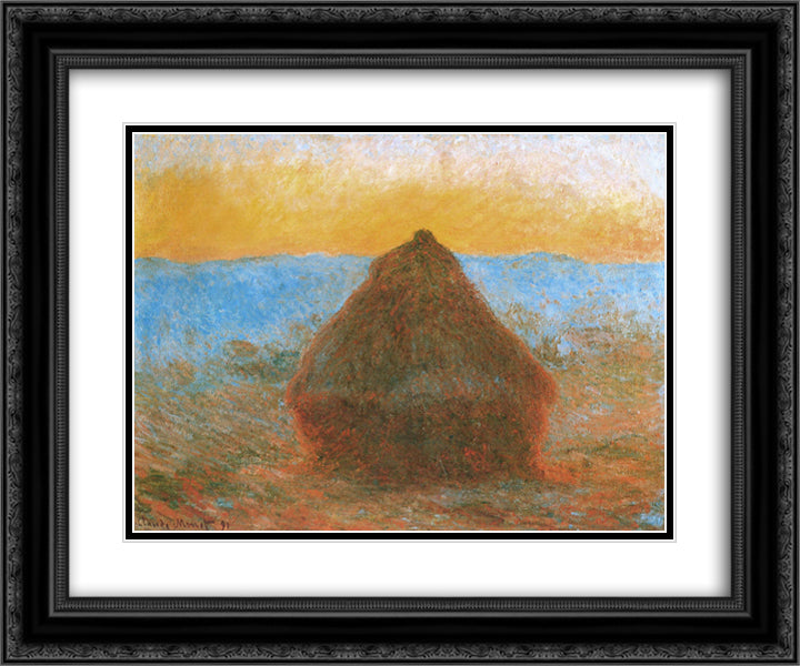 Grainstack 24x20 Black Ornate Wood Framed Art Print Poster with Double Matting by Monet, Claude