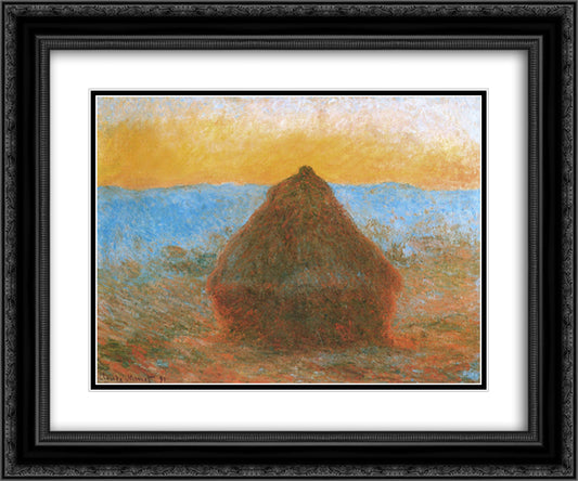 Grainstack 24x20 Black Ornate Wood Framed Art Print Poster with Double Matting by Monet, Claude