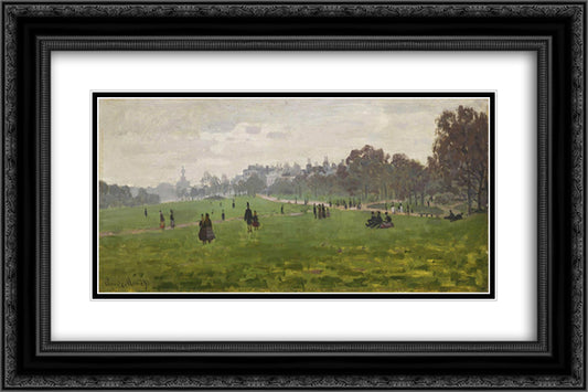 Green Park in London 24x16 Black Ornate Wood Framed Art Print Poster with Double Matting by Monet, Claude