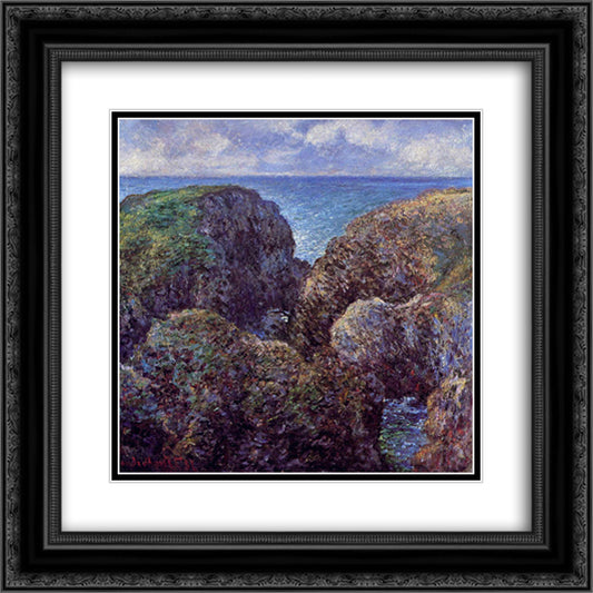 Group of Rocks at Port-Goulphar 20x20 Black Ornate Wood Framed Art Print Poster with Double Matting by Monet, Claude