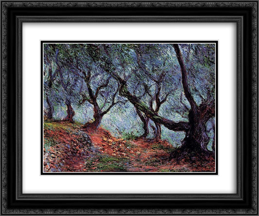 Grove of Olive Trees in Bordighera 24x20 Black Ornate Wood Framed Art Print Poster with Double Matting by Monet, Claude
