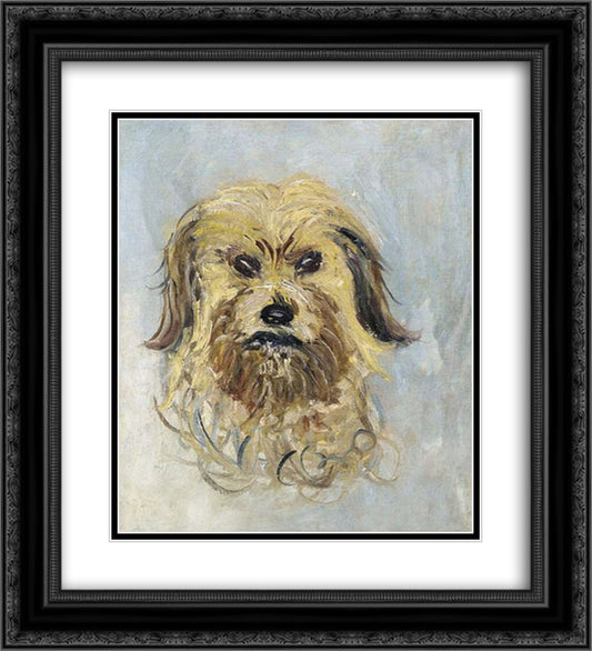 Head of the Dog 20x22 Black Ornate Wood Framed Art Print Poster with Double Matting by Monet, Claude