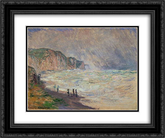 Heavy Sea at Pourville 24x20 Black Ornate Wood Framed Art Print Poster with Double Matting by Monet, Claude