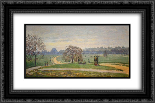 Hyde Park 24x16 Black Ornate Wood Framed Art Print Poster with Double Matting by Monet, Claude