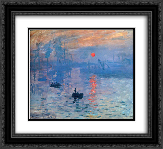 Impression, sunrise 22x20 Black Ornate Wood Framed Art Print Poster with Double Matting by Monet, Claude