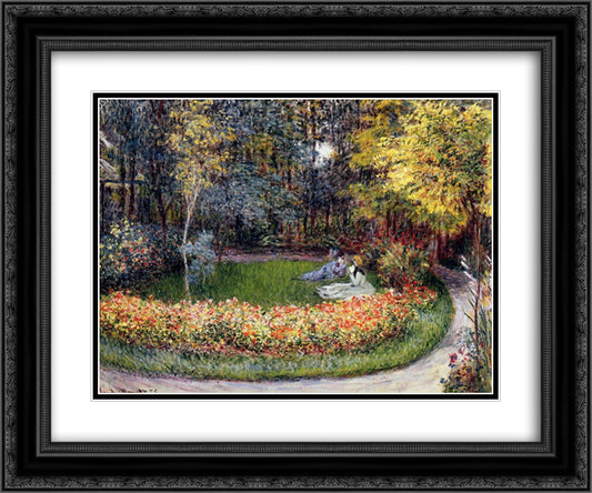 In the Garden 24x20 Black Ornate Wood Framed Art Print Poster with Double Matting by Monet, Claude