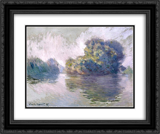 Islands at Port-Villez 24x20 Black Ornate Wood Framed Art Print Poster with Double Matting by Monet, Claude