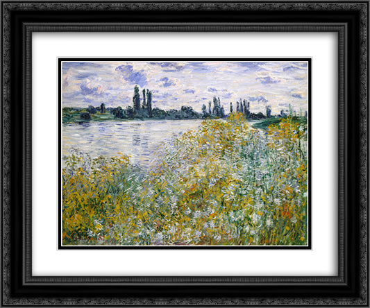 Isle of Flowers on Siene near Vetheuil 24x20 Black Ornate Wood Framed Art Print Poster with Double Matting by Monet, Claude