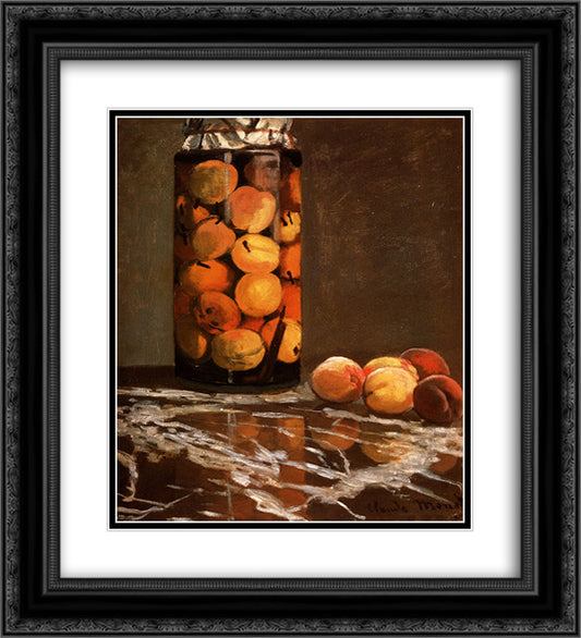 Jar Of Peaches 20x22 Black Ornate Wood Framed Art Print Poster with Double Matting by Monet, Claude