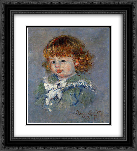 Jean-Pierre Hoschede, called 'Bebe Jean' 20x22 Black Ornate Wood Framed Art Print Poster with Double Matting by Monet, Claude