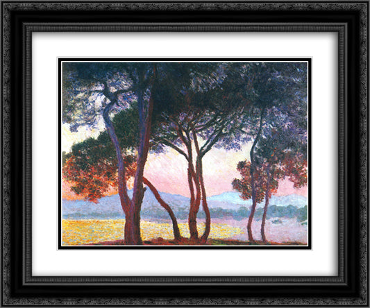 Juan-les-Pins 24x20 Black Ornate Wood Framed Art Print Poster with Double Matting by Monet, Claude