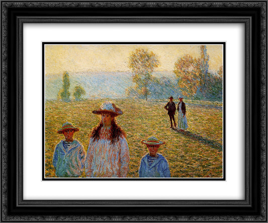 Landscape at Giverny 24x20 Black Ornate Wood Framed Art Print Poster with Double Matting by Monet, Claude