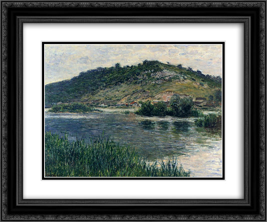 Landscape at Port-Villez 24x20 Black Ornate Wood Framed Art Print Poster with Double Matting by Monet, Claude