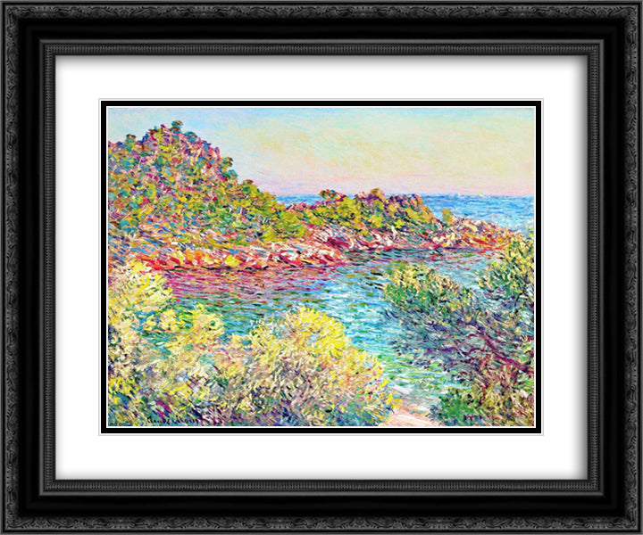 Landscape near Montecarlo 24x20 Black Ornate Wood Framed Art Print Poster with Double Matting by Monet, Claude