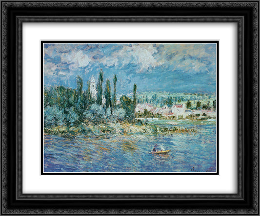 Landscape with Thunderstorm 24x20 Black Ornate Wood Framed Art Print Poster with Double Matting by Monet, Claude