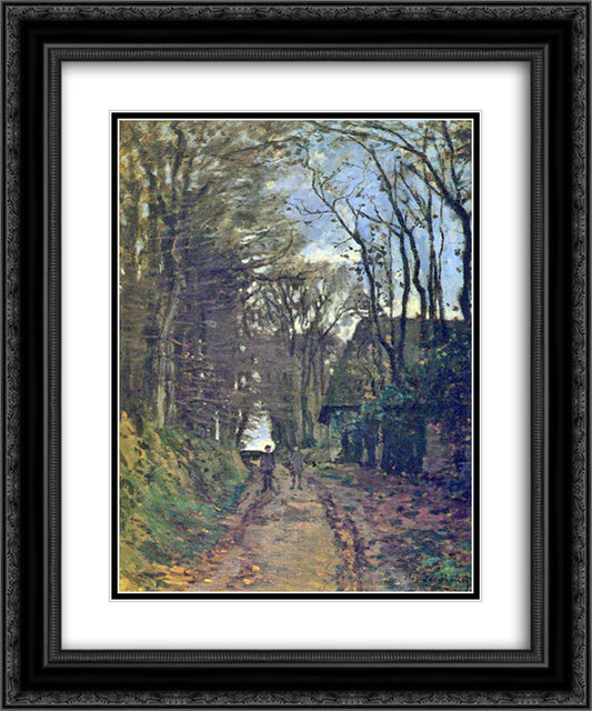 Lane in Normandy 20x24 Black Ornate Wood Framed Art Print Poster with Double Matting by Monet, Claude