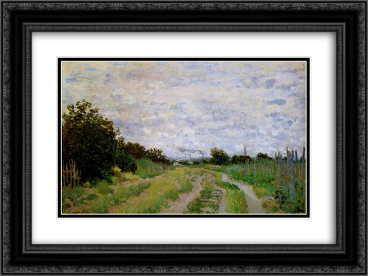 Lane in the Vineyards at Argenteuil 24x18 Black Ornate Wood Framed Art Print Poster with Double Matting by Monet, Claude