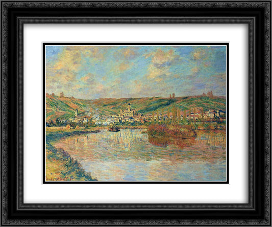 Late Afternoon in Vetheuil 24x20 Black Ornate Wood Framed Art Print Poster with Double Matting by Monet, Claude