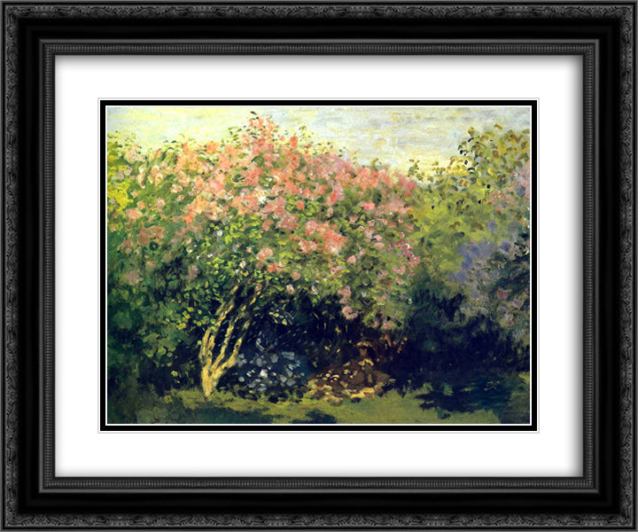Lilacs in the Sun 24x20 Black Ornate Wood Framed Art Print Poster with Double Matting by Monet, Claude