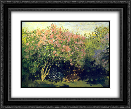 Lilacs in the Sun 24x20 Black Ornate Wood Framed Art Print Poster with Double Matting by Monet, Claude