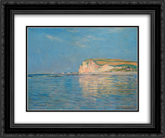Low Tide at Pourville 02 24x20 Black Ornate Wood Framed Art Print Poster with Double Matting by Monet, Claude