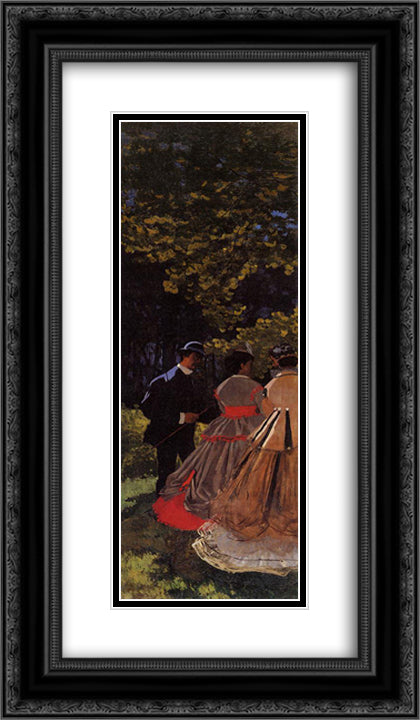 Lunch on the Grass, Left Panel 14x24 Black Ornate Wood Framed Art Print Poster with Double Matting by Monet, Claude