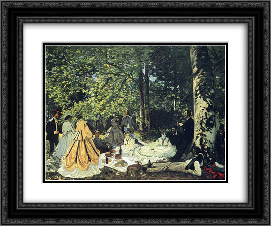 Lunch on the Grass 24x20 Black Ornate Wood Framed Art Print Poster with Double Matting by Monet, Claude