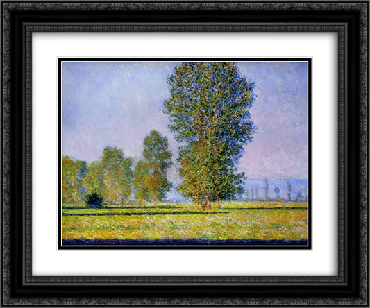 Meadow at Limetz 24x20 Black Ornate Wood Framed Art Print Poster with Double Matting by Monet, Claude
