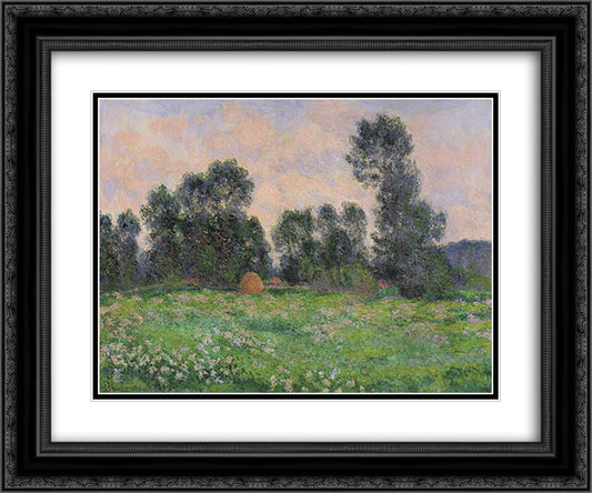 Meadow in Giverny 24x20 Black Ornate Wood Framed Art Print Poster with Double Matting by Monet, Claude