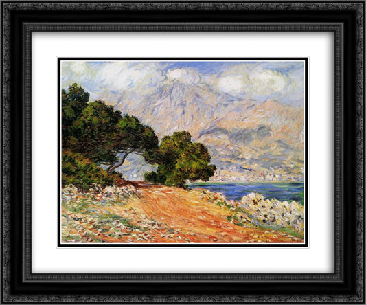 Meton Seen from Cap Martin 24x20 Black Ornate Wood Framed Art Print Poster with Double Matting by Monet, Claude