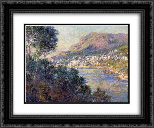 Monte Carlo Seen from Roquebrune 24x20 Black Ornate Wood Framed Art Print Poster with Double Matting by Monet, Claude