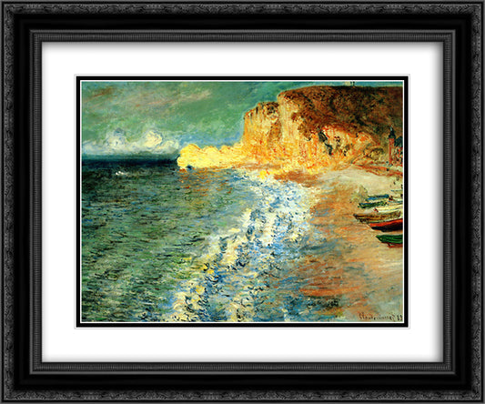 Morning at Etretat 24x20 Black Ornate Wood Framed Art Print Poster with Double Matting by Monet, Claude