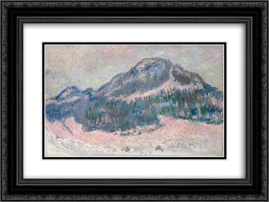 Mount Kolsaas, Rose Reflection 24x18 Black Ornate Wood Framed Art Print Poster with Double Matting by Monet, Claude