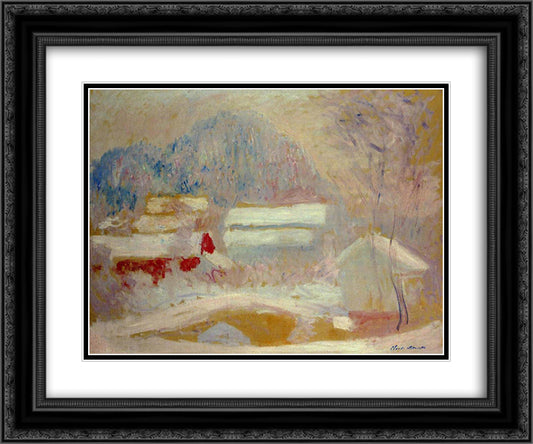 Norwegian Landscape, Sandviken 24x20 Black Ornate Wood Framed Art Print Poster with Double Matting by Monet, Claude