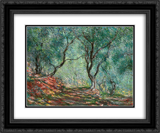 Olive Tree Wood in the Moreno Garden 24x20 Black Ornate Wood Framed Art Print Poster with Double Matting by Monet, Claude