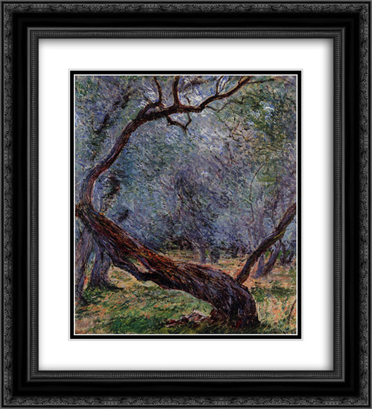 Olive Trees (Study) 20x22 Black Ornate Wood Framed Art Print Poster with Double Matting by Monet, Claude