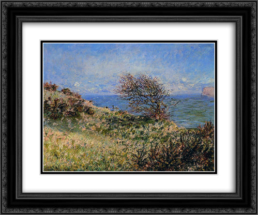 On the Cliff at Fecamp 24x20 Black Ornate Wood Framed Art Print Poster with Double Matting by Monet, Claude