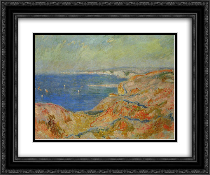 On the Cliff near Dieppe 24x20 Black Ornate Wood Framed Art Print Poster with Double Matting by Monet, Claude