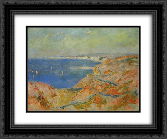 On the Cliff near Dieppe 24x20 Black Ornate Wood Framed Art Print Poster with Double Matting by Monet, Claude