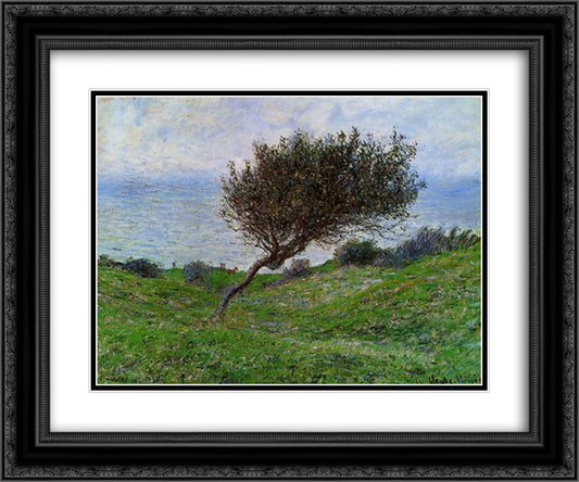 On the Coast at Trouville 24x20 Black Ornate Wood Framed Art Print Poster with Double Matting by Monet, Claude