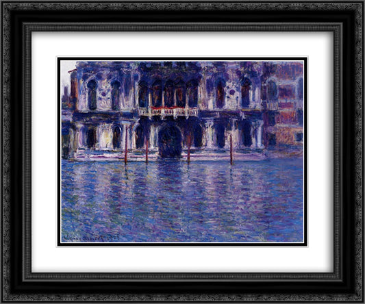 Palazzo Contarini 24x20 Black Ornate Wood Framed Art Print Poster with Double Matting by Monet, Claude