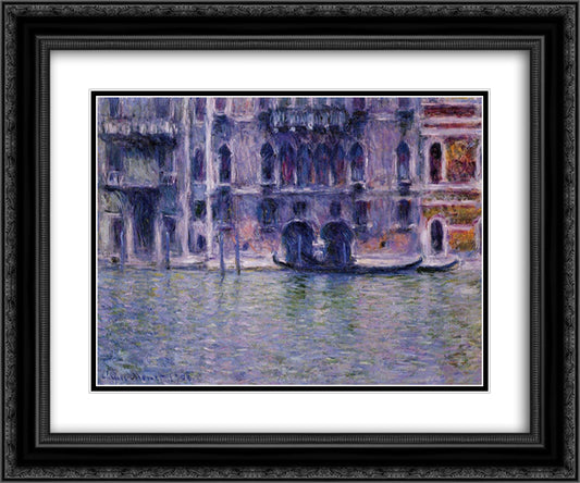 Palazzo da Mulla 24x20 Black Ornate Wood Framed Art Print Poster with Double Matting by Monet, Claude