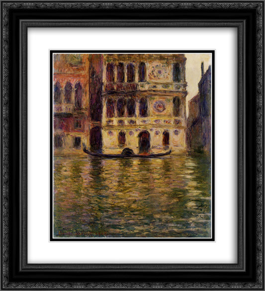Palazzo Dario 20x22 Black Ornate Wood Framed Art Print Poster with Double Matting by Monet, Claude