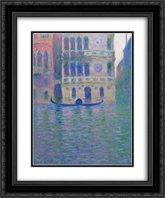 Palazzo Dario 4 20x24 Black Ornate Wood Framed Art Print Poster with Double Matting by Monet, Claude