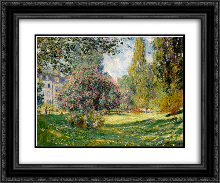 Park Monceau, Paris 24x20 Black Ornate Wood Framed Art Print Poster with Double Matting by Monet, Claude