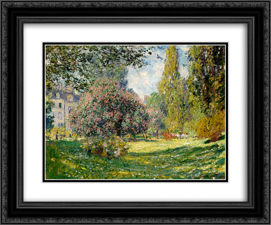 Park Monceau, Paris 24x20 Black Ornate Wood Framed Art Print Poster with Double Matting by Monet, Claude