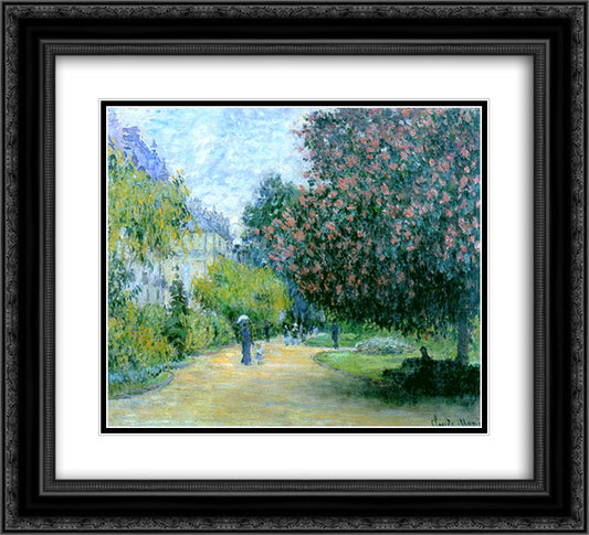 Park Monceau 22x20 Black Ornate Wood Framed Art Print Poster with Double Matting by Monet, Claude